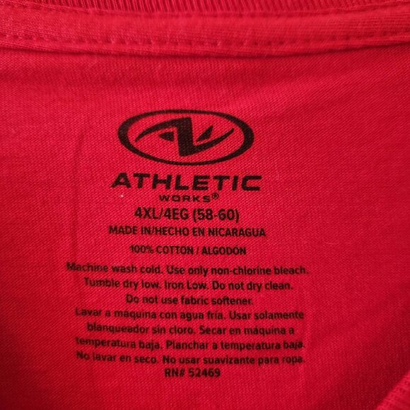 Athletic Works 4XL Shirt Breathable Loose Fit Red 100% Cotton Tee - Picture 3 of 7